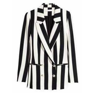 H&M Double Breasted Black White Stripe Blazer (Sz 4)